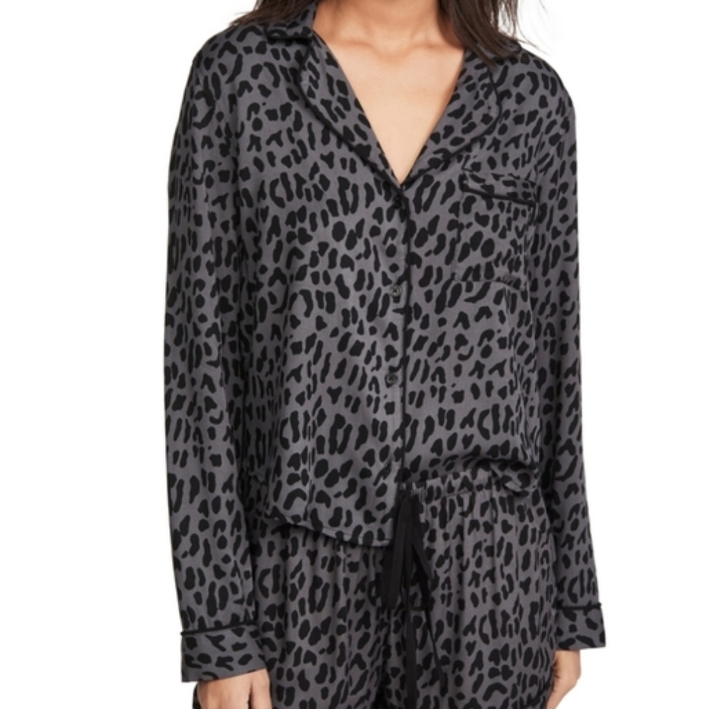 Rails | Kellen Pajama Top in Onyx Leopard